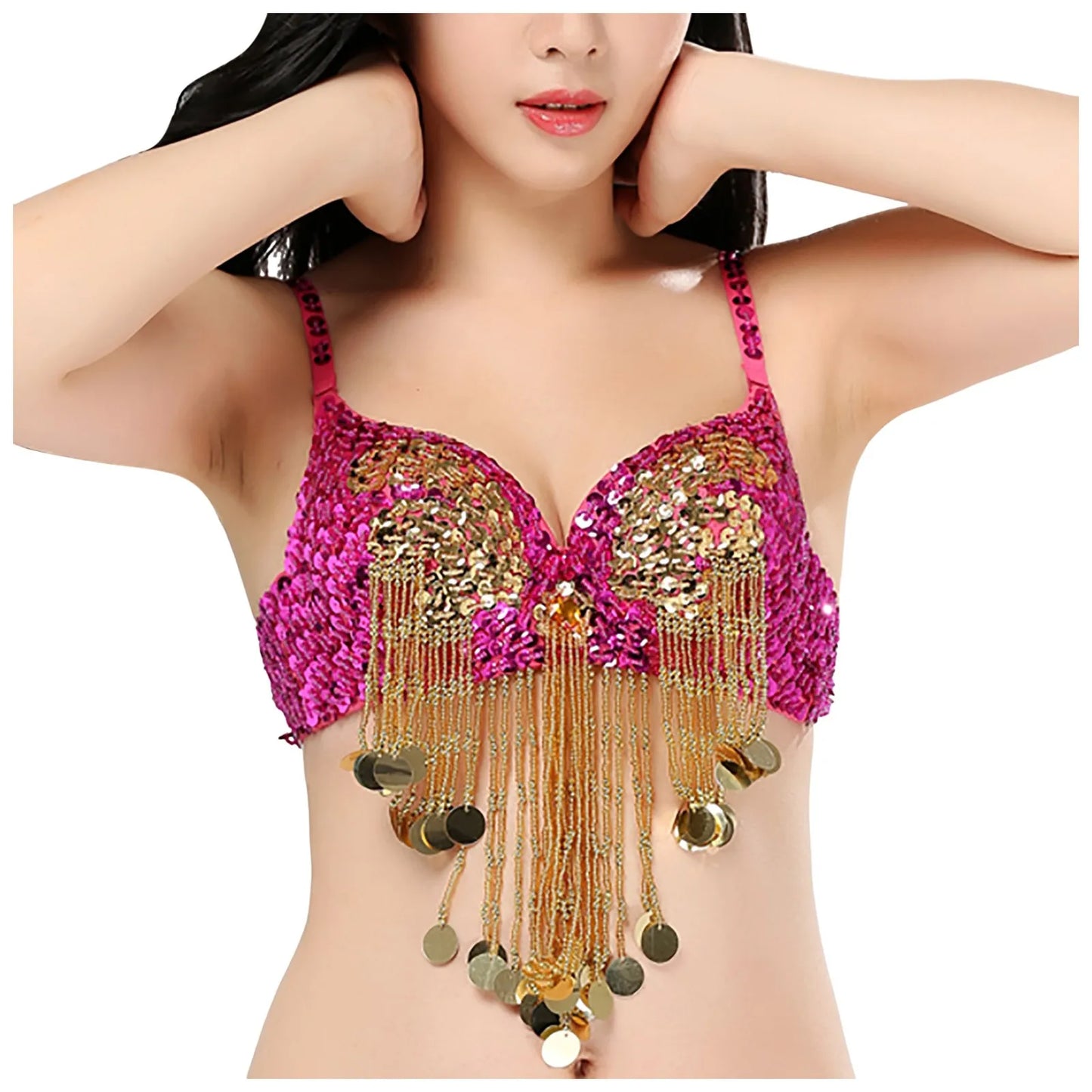 Women Push Up Bra Womens Tassel Glitter Bra Top Boho Festival Party Club Rave Tank Tops Ladies Carnival Belly Dance Bra Brasier