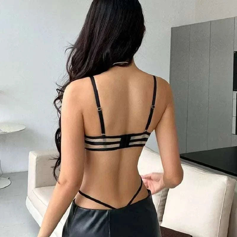 Sexy Lace Bodysuit - Deep V Neck Shaping Underwear for Small Bust, Lightweight Close-Fitting One-Piece Hollow Lingerie