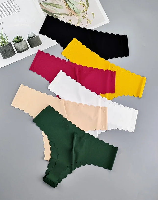 3 Pieces Seamless Thong Panties Pack Women Invisible Thread Ice Silk Sexy G-string Underwear Bikini Brief Plus Size