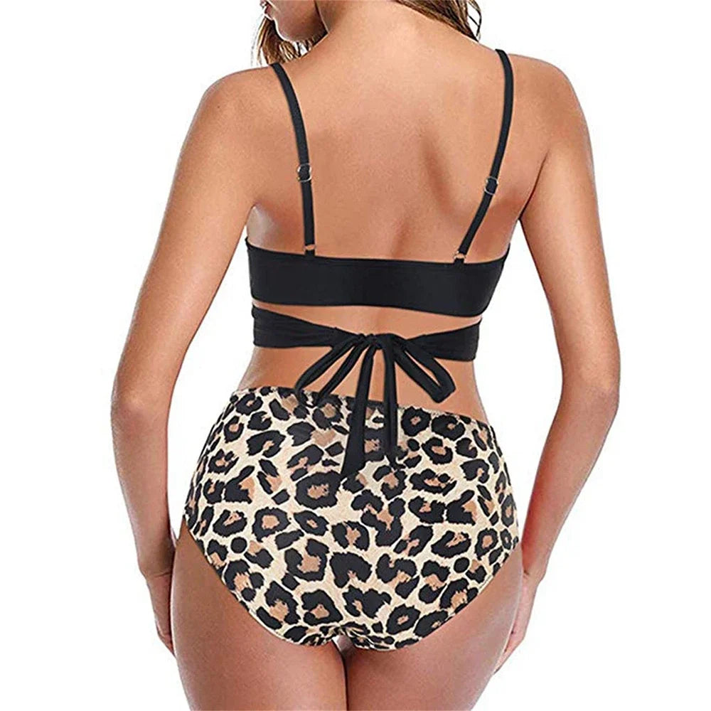 Hot 12 Colors Women Slim Bikini Sets High Waisted Sexy Swimwear 2 Pieces 2025 Solid/Floral Ruched Brazilian Swimsuit Cross Front