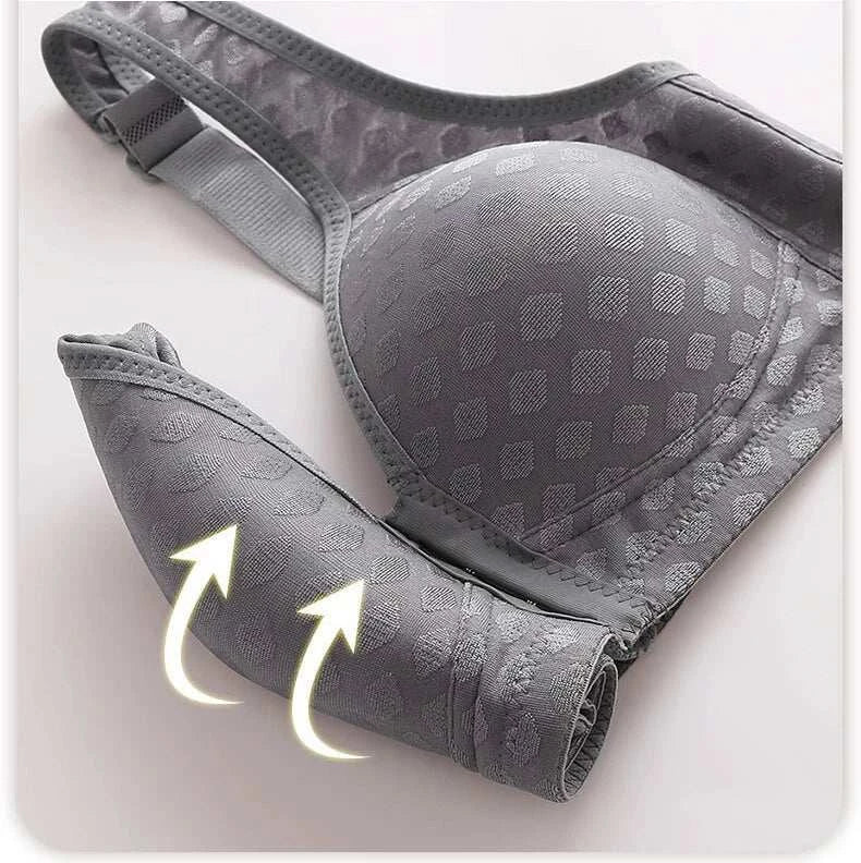 FallSweet Plus Size Front Closure Bra for Women, Seamless Wireless Push Up Bralette, Plaid Print Lingerie Comfortable Brassiere