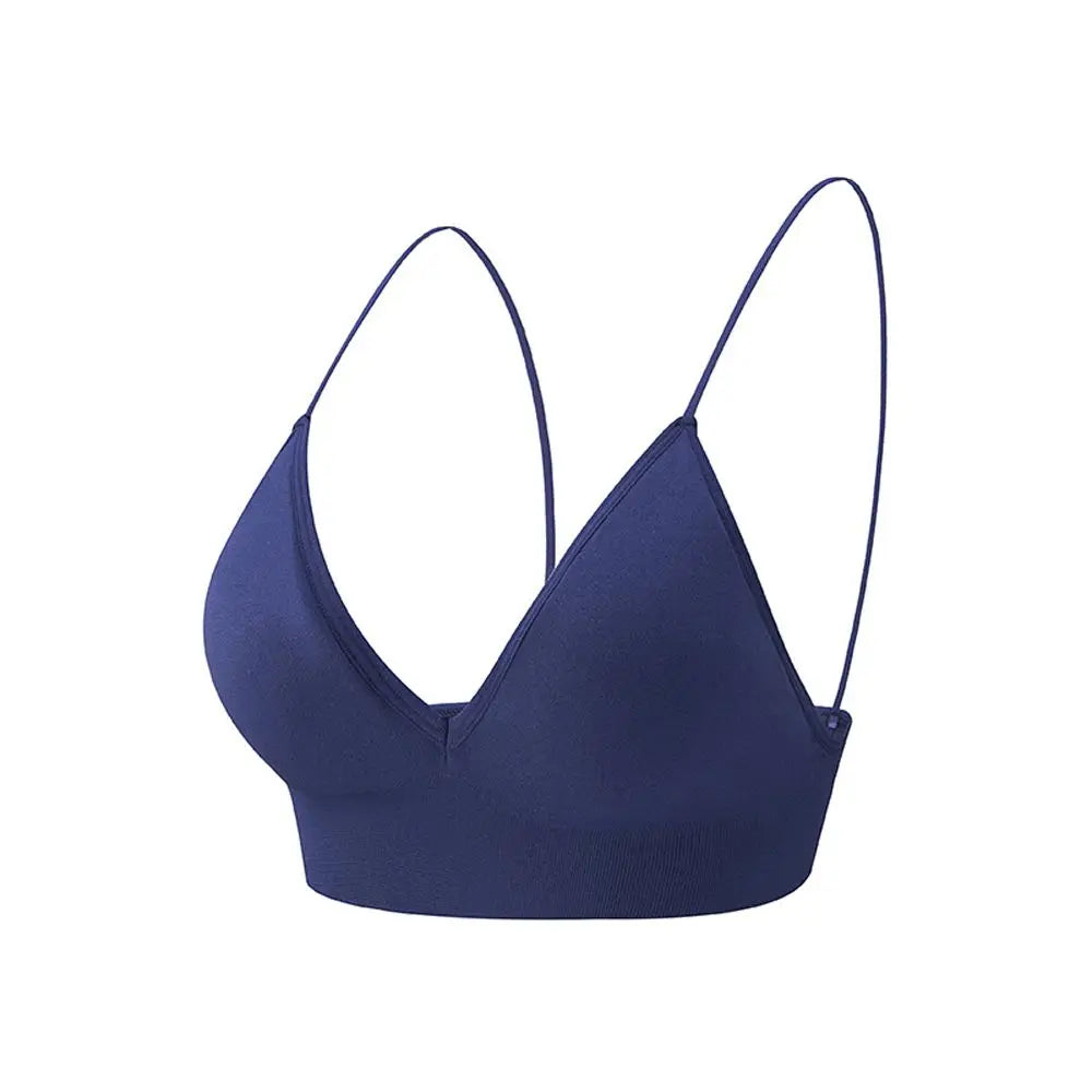 Thin Boneless Push Up Seamless Deep V  Bralettes Women Crop Top Fitness Yoga Top Sports Bra