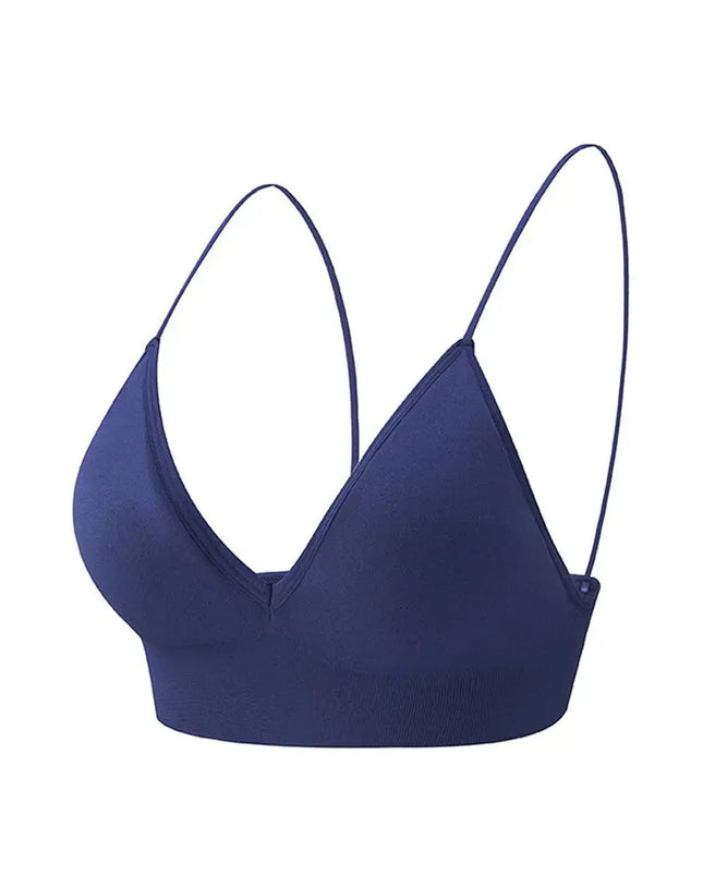 Thin Boneless Push Up Seamless Deep V  Bralettes Women Crop Top Fitness Yoga Top Sports Bra