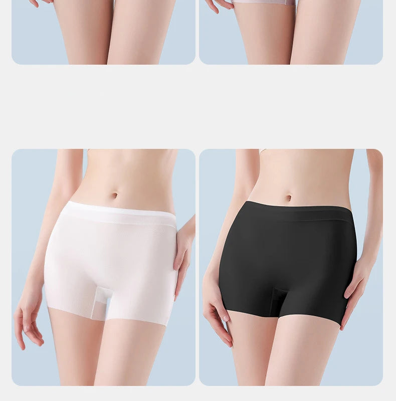 3PCS Ice Silk Ultra-Thin High Waist Boxer Briefs – Seamless Quick-Drying Plus Size Panties for Women