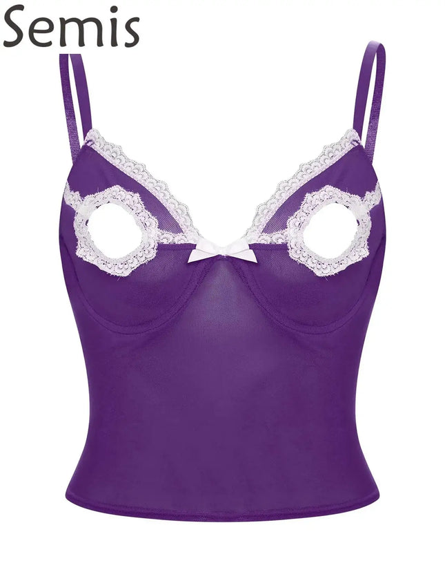 night club  Bra Sexy Vest Tops Pad-free Underwired Bare Breast