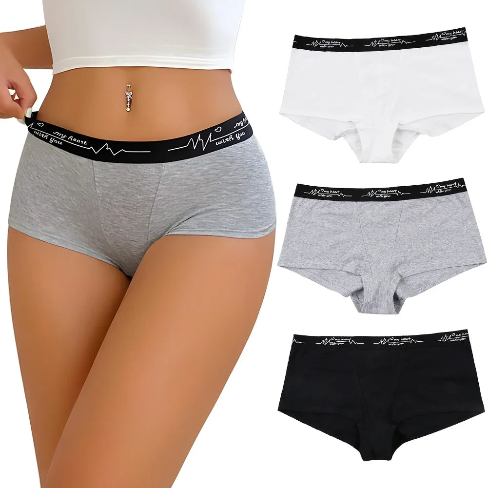 Ladies Solid color boxers Briefs Comfortable Female Underwear Sporty Style Casual Sexy Panties for Women S-XL