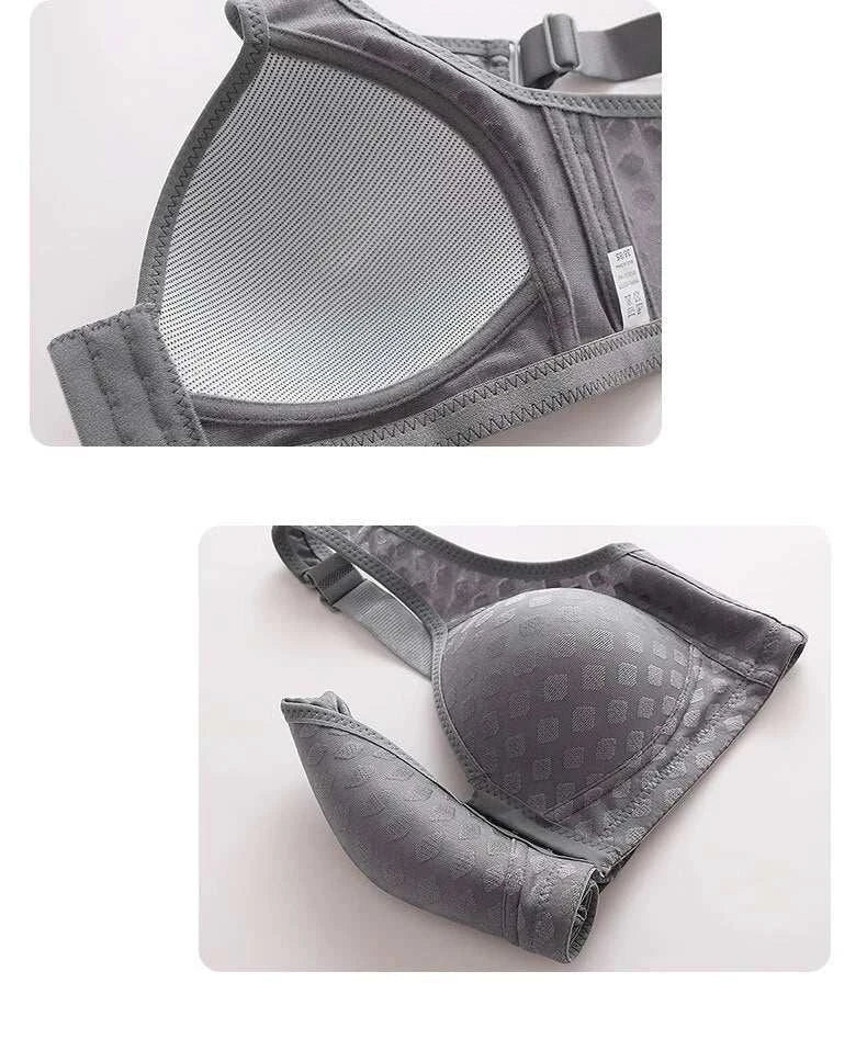 FallSweet Plus Size Front Closure Bra for Women, Seamless Wireless Push Up Bralette, Plaid Print Lingerie Comfortable Brassiere