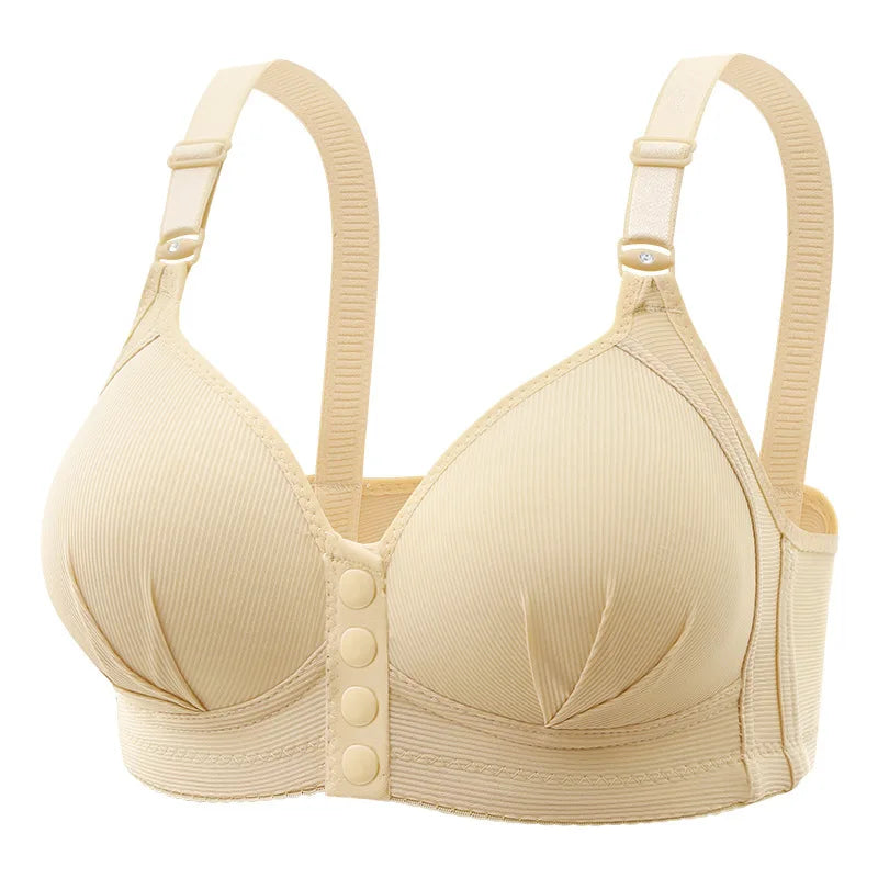 Plus-Size Front-Closure Push-Up Bra for Mature Women – Adjustable Thin Cups, Breathable Comfort Underwear