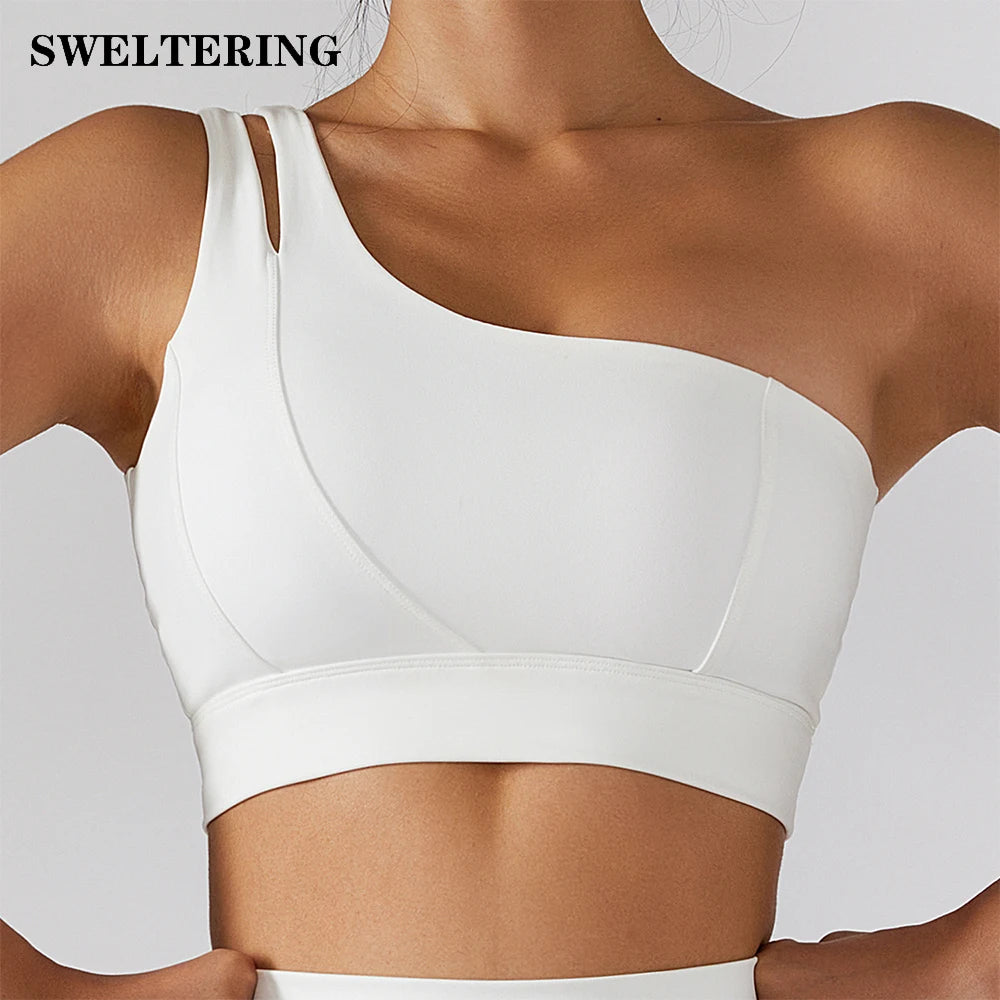 One-Shoulder Push-Up High-Impact Sports Bra – Sexy Gym & Running Vest