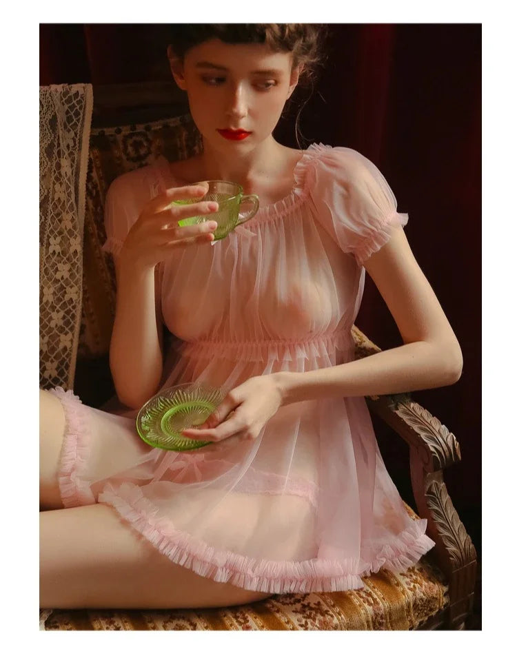 Sweet Sexy And Cute Lingerie Pajamas See-through Provocative Transparent Nightdress Free From Temptation Passion Suit