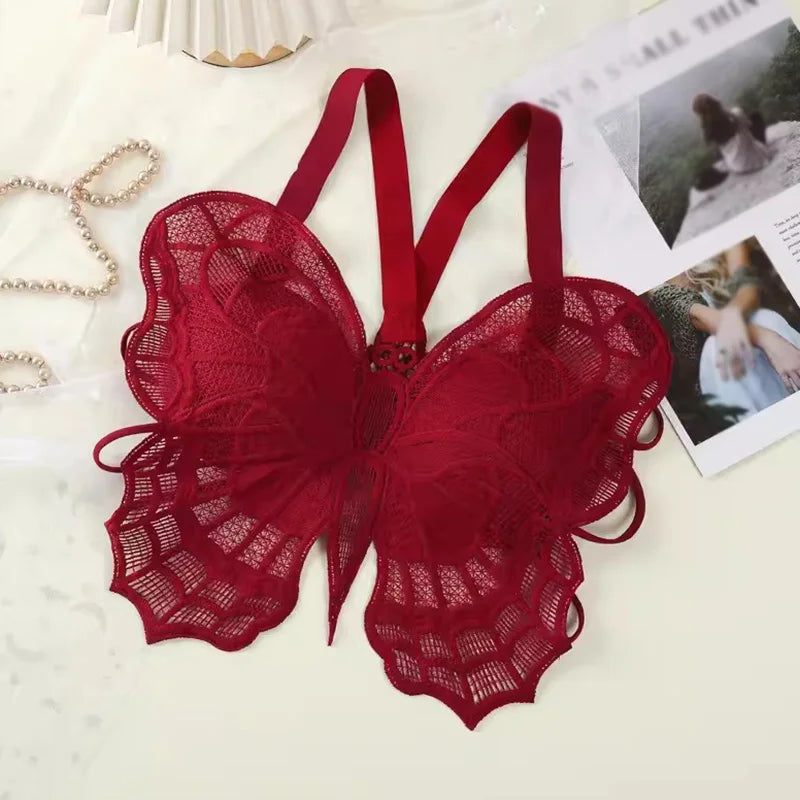 Summer Lace Butterfly Slim Sexy Exposed Navel Padded Camisole TankTop