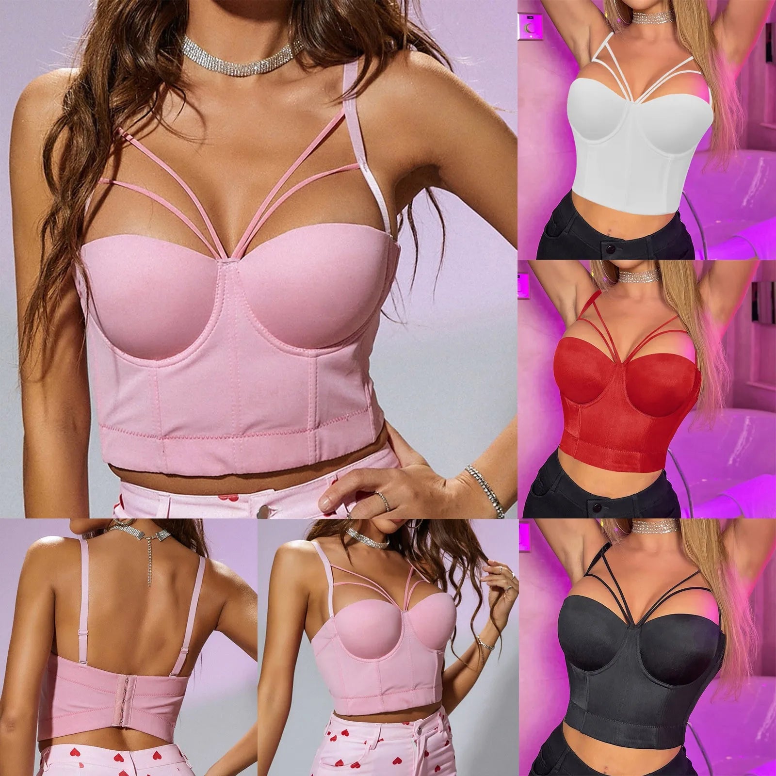 Mesh Perspective Splicing Bead Wrapped Chest Top Underwire Buttoned Summer Tube Top Party Corset Vest Cotton Tops Plus Size