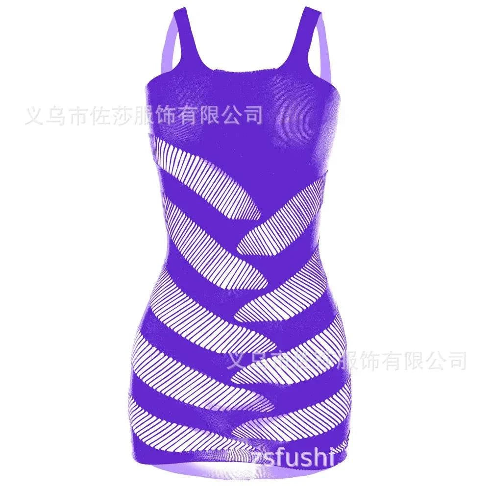 Sexy Womens Club Bodycon Dress Scoop Neck Wide Shoulder Strap Hollow Out Babydoll Mini Dresses Lingerie Nightdress Nightwear