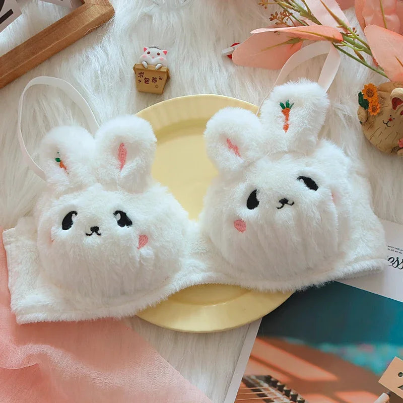 A New Plush Lingerie for Girls, A Cute Japanese-style Bra with A Rabbit and No Steel Hoop