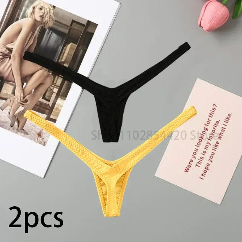 2/4pcs New Deep V Thong Women's Breathable  Line Sexy Hot Waist Mini Panties Bikini Bottom Thongs Female Panty Women Underwear
