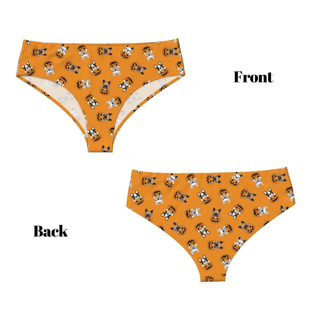 Custom Womens French Bulldog Christmas Santa Claus Brief Panties Female Stretch Underwear Underpants
