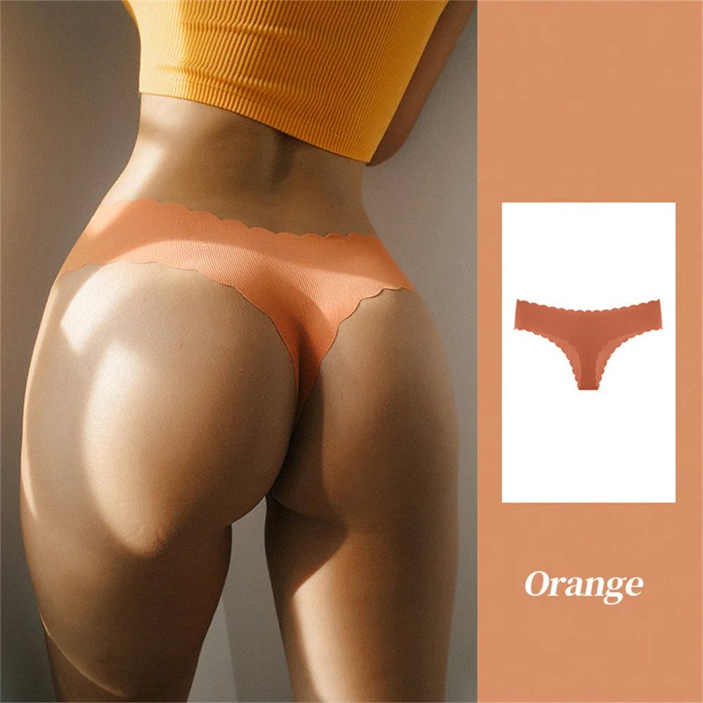3 Pieces Seamless Thong Panties Pack Women Invisible Thread Ice Silk Sexy G-string Underwear Bikini Brief Plus Size
