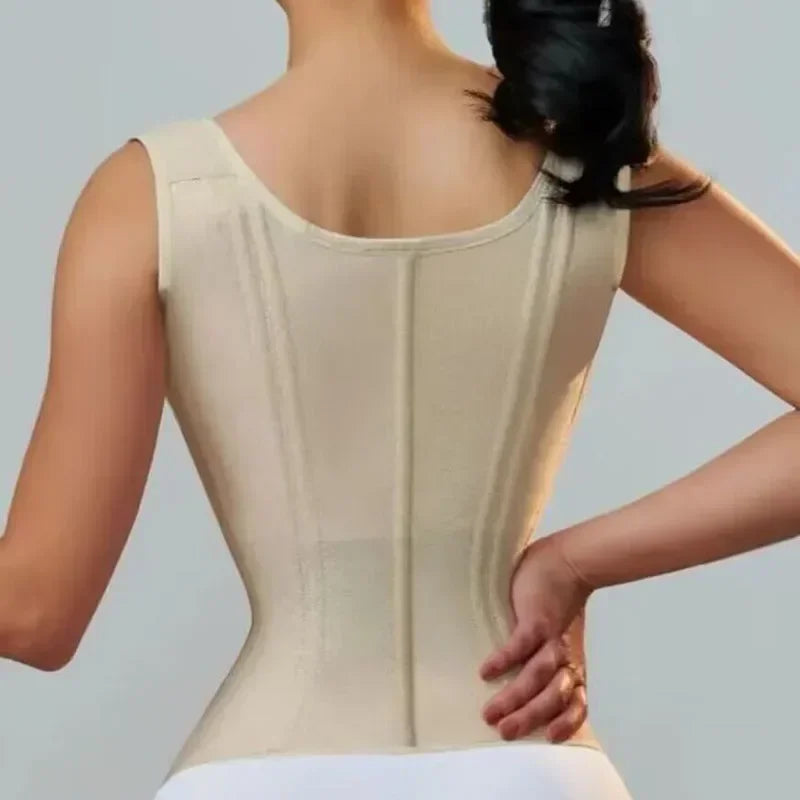 Colombian Double-Compression Shapewear Vest – Adjustable Zipper & Hook-and-Eye Waist Trainer Corset