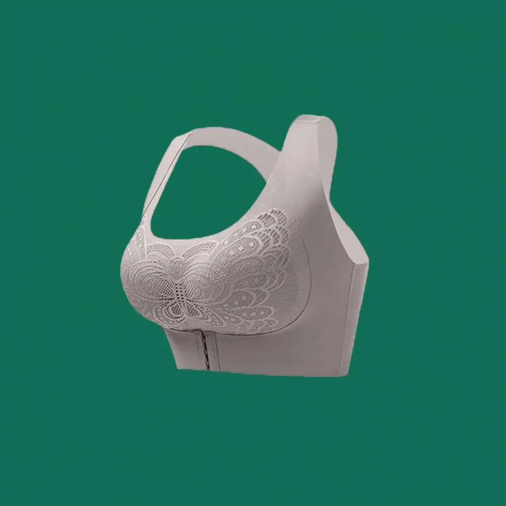 Front-Closure Wireless Posture Support Sports Bra – Breathable Cross-Back Comfort Underwear