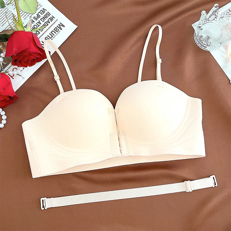 Front-Closure Wireless Cross-Back Posture Support Sports Bra – Breathable Comfort Underwear