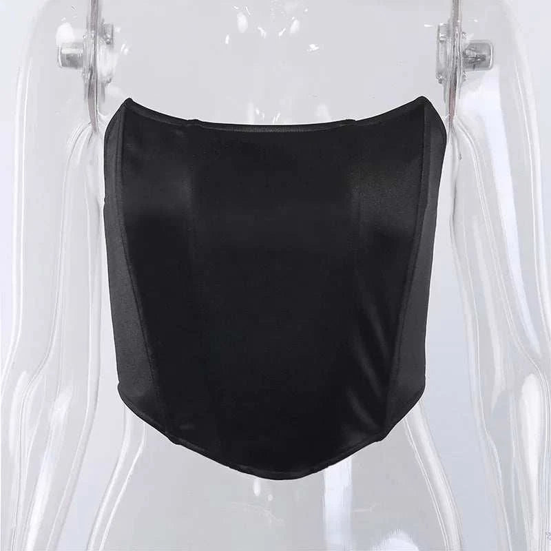 Sleeveless Off Shoulder Fashion Sexy Corset Crop Tops Vest Female Underwear Backless Bustier Top Solid