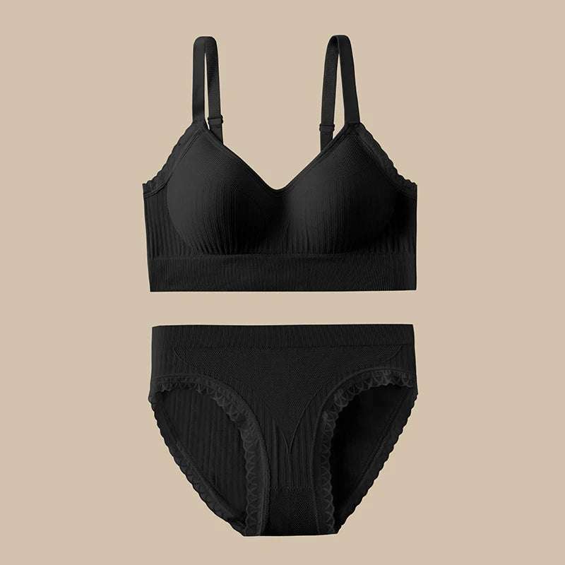 Women’s 2-Piece Ribbed Stretch Bralette & Crop Tank Top Set – Sexy Basic Lingerie