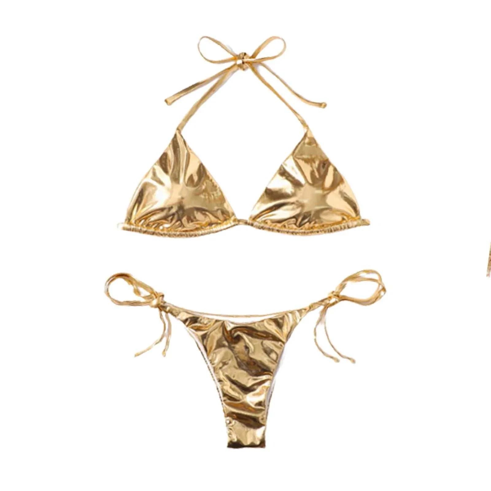 2023 New Mini Swimsuit Biquini Sexy Split Bikini Two Piece Swimsuit Looks Thin Sexy Swimsuit Set Triangle Cup Swimming Beachwear