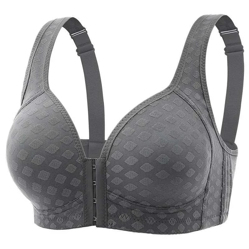 FallSweet Plus Size Front Closure Bra for Women, Seamless Wireless Push Up Bralette, Plaid Print Lingerie Comfortable Brassiere