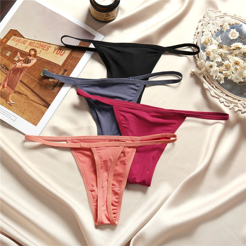 FINETOO 3-Pack Low-Rise T-Back Thong Set – Women’s Sexy Bikini Panties (M–XL)