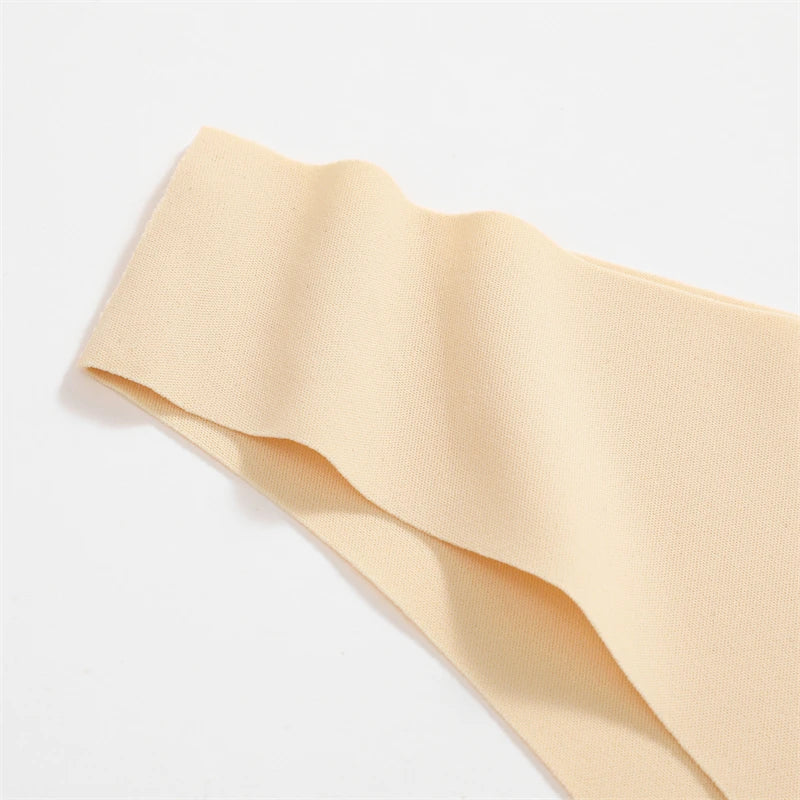 FINETOO 3Pcs Ultra-thin Seamless Silk Underwear Women's Panties Sexy Low-Waist Stretch Bikini Solid Color Briefs Lingerie XS-XXL