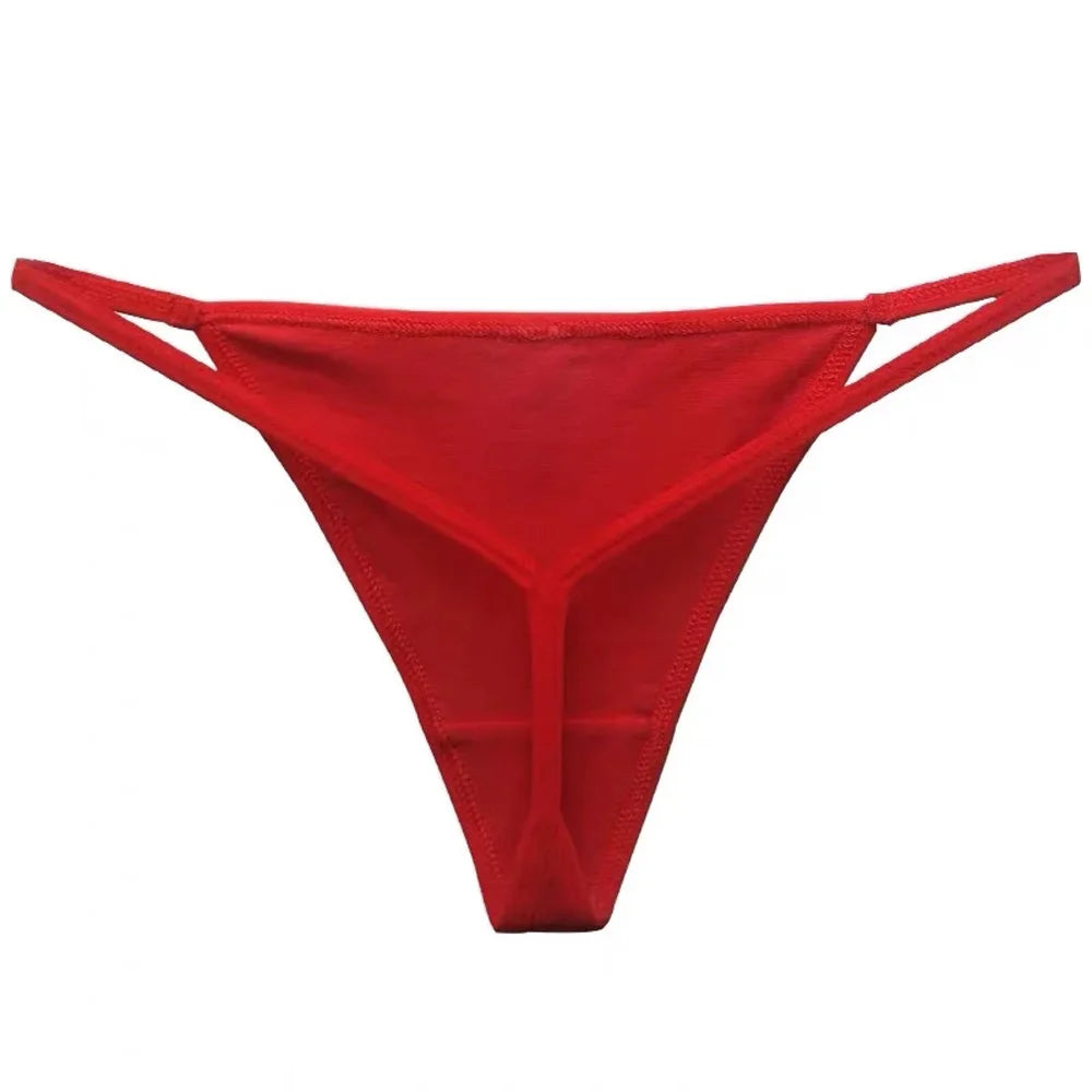 Sexy Low Rise Thin Strappy Bikini Thongs V Strings Cotton Panties Underwear