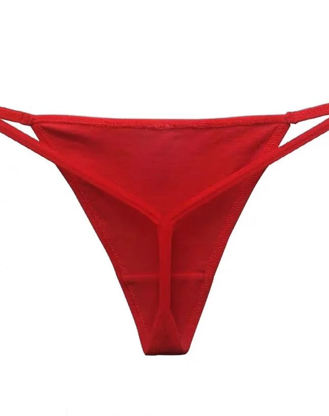 Sexy Low Rise Thin Strappy Bikini Thongs V Strings Cotton Panties Underwear
