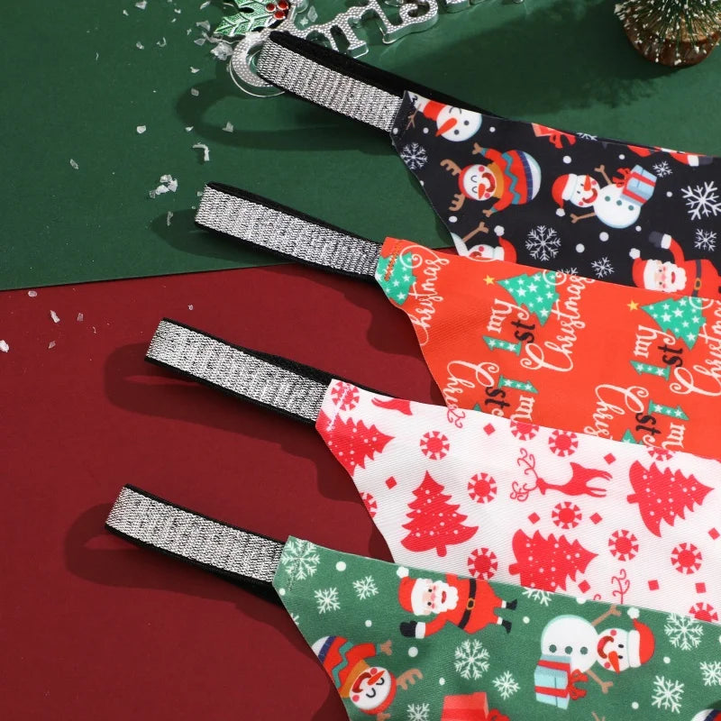 New 4Pcs Christmas Print Underwear Breathable Shiny Belt Thong Women Skin-friendly Fashionable Casual Christmas Gifts