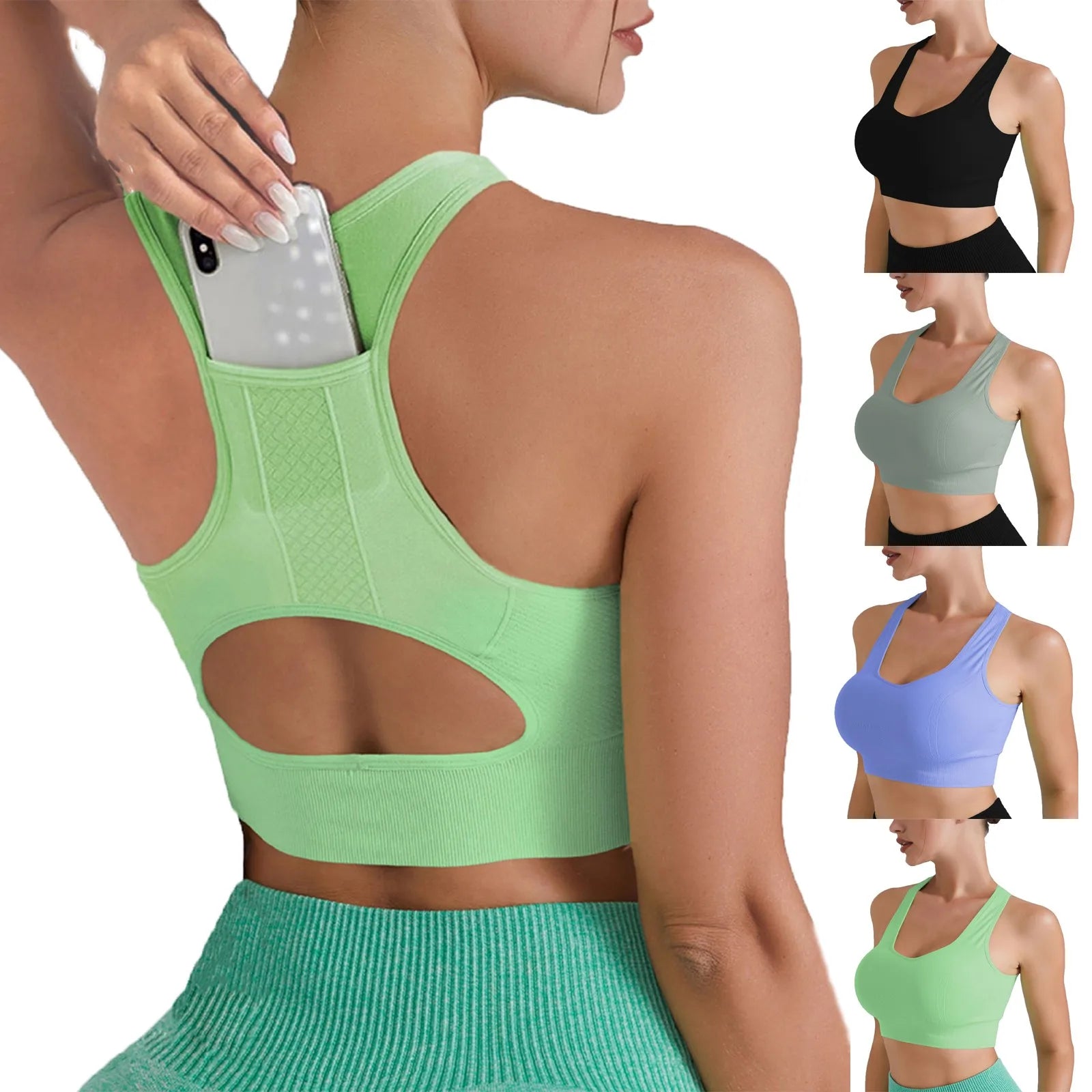 Women Sports Underwear Tight Gym Workout Crop Top Yoga Vest Shockproof With Chest Pad High Strength Fitness Clothing Sports Bra