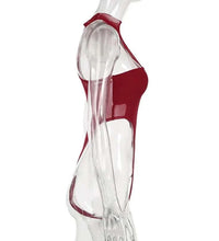 Solid Red Mesh Corset Bodysuit