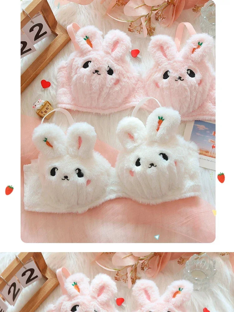 A New Plush Lingerie for Girls, A Cute Japanese-style Bra with A Rabbit and No Steel Hoop