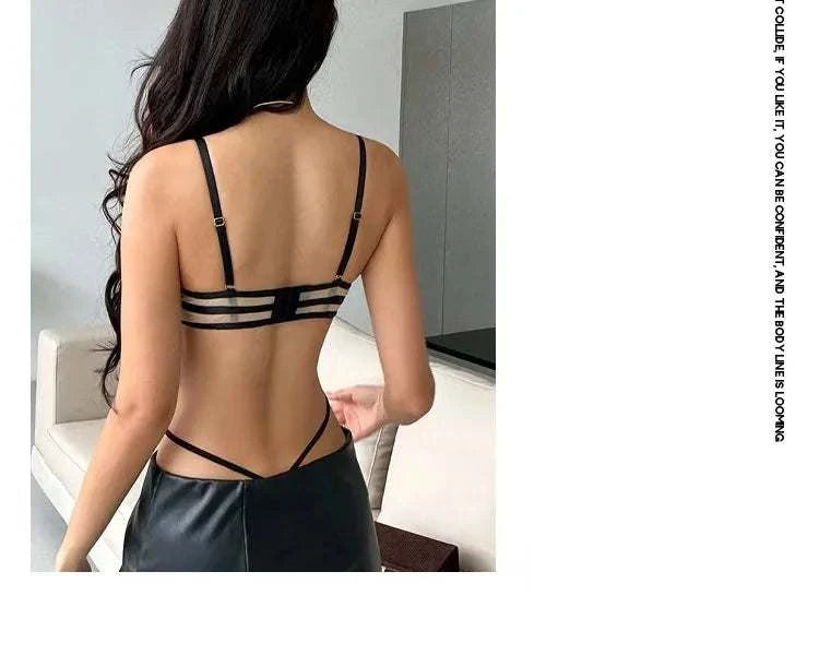 Sexy Lace Bodysuit - Deep V Neck Shaping Underwear for Small Bust, Lightweight Close-Fitting One-Piece Hollow Lingerie