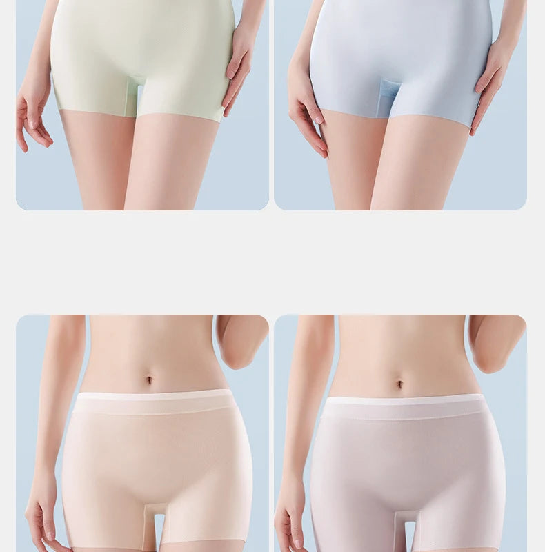 3PCS Ice Silk Ultra-Thin High Waist Boxer Briefs – Seamless Quick-Drying Plus Size Panties for Women