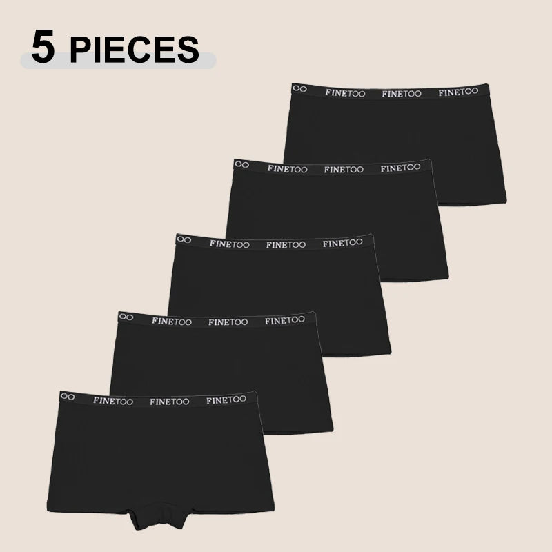 5PCS Women's Cotton Fabric Panties Fashion Letter Solid Color Boyshorts Seamless Cozy Breathable Sports Boxers Female Lingerie