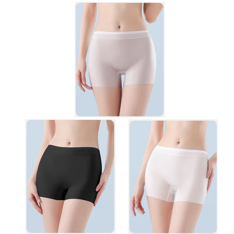 3PCS Ice Silk Ultra-Thin High Waist Boxer Briefs – Seamless Quick-Drying Plus Size Panties for Women