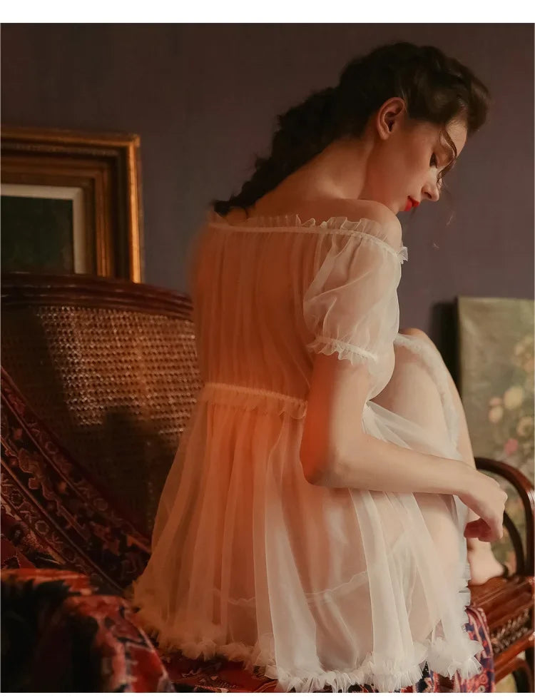 Sweet Sexy And Cute Lingerie Pajamas See-through Provocative Transparent Nightdress Free From Temptation Passion Suit
