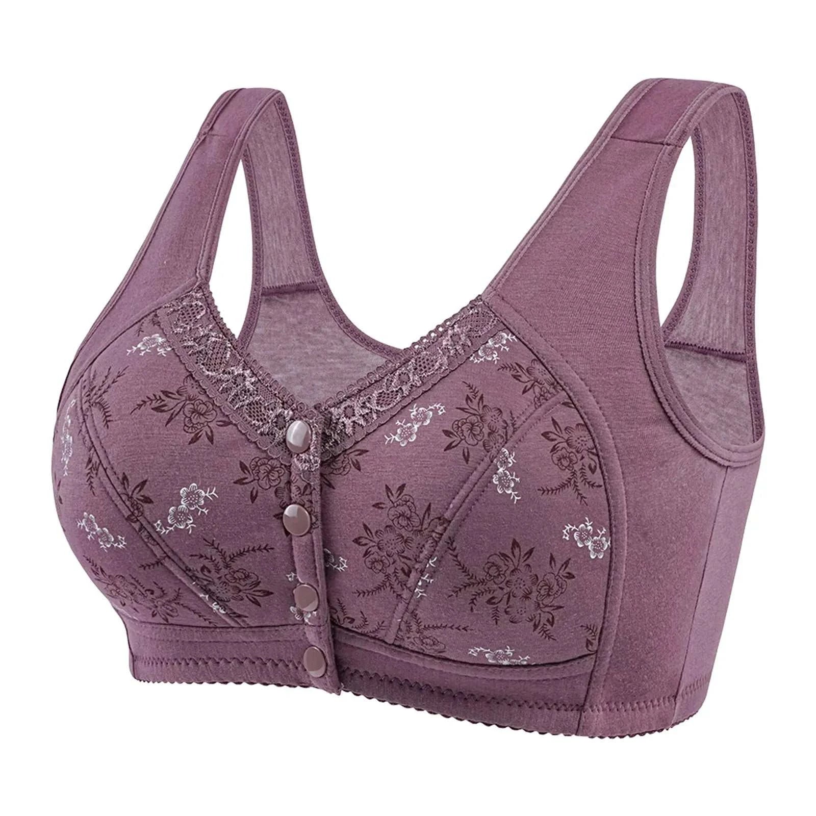 Fashion Mom Vest Brassiere Women Comfortable Front Button Bra Women's Wireless Cotton Underwear Thin Printed Lingerie for Female