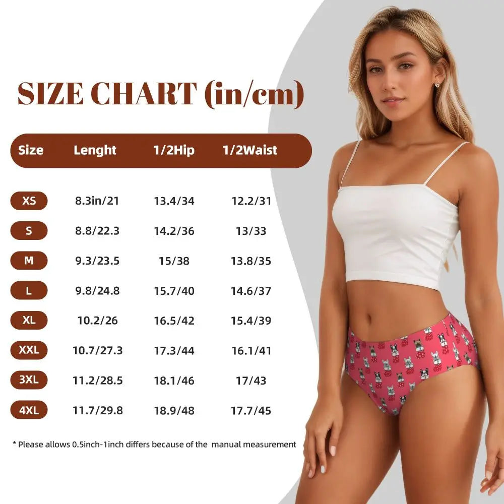 Custom Womens French Bulldog Christmas Santa Claus Brief Panties Female Stretch Underwear Underpants