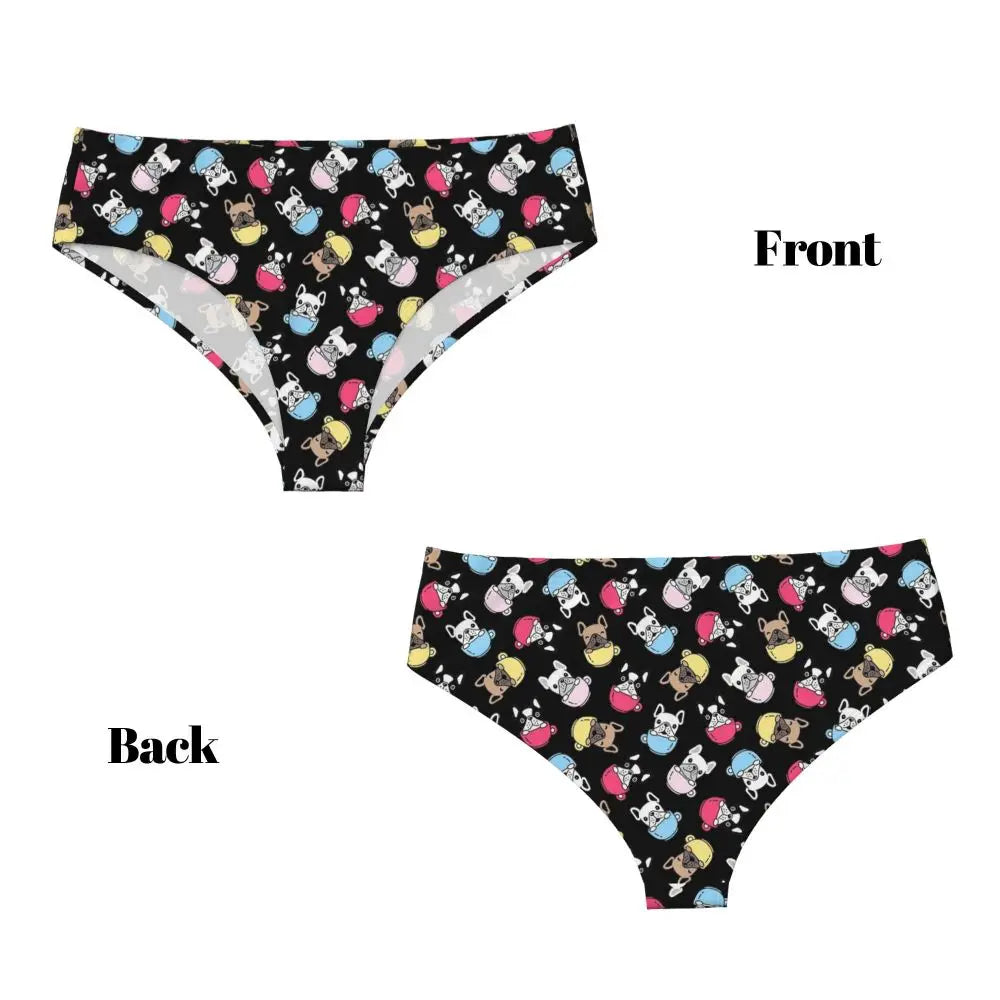 Custom Womens French Bulldog Christmas Santa Claus Brief Panties Female Stretch Underwear Underpants