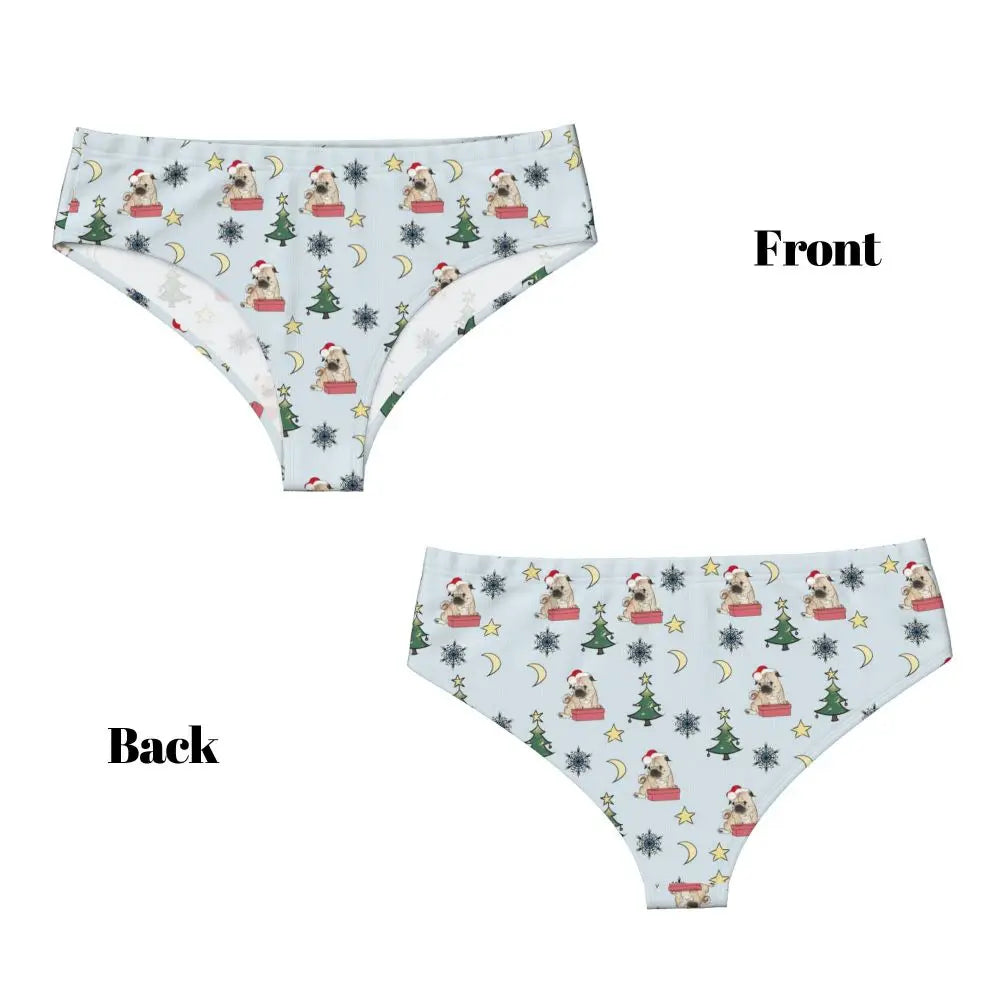 Custom Womens French Bulldog Christmas Santa Claus Brief Panties Female Stretch Underwear Underpants