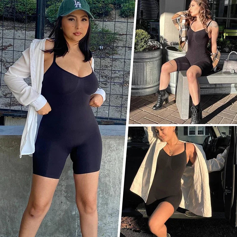 Seamless Tank Bodysuit Shapewear – Full-Body Slimming with Tummy Control, Anti-Chafing Shorts & Butt Lifter Waist Trainer