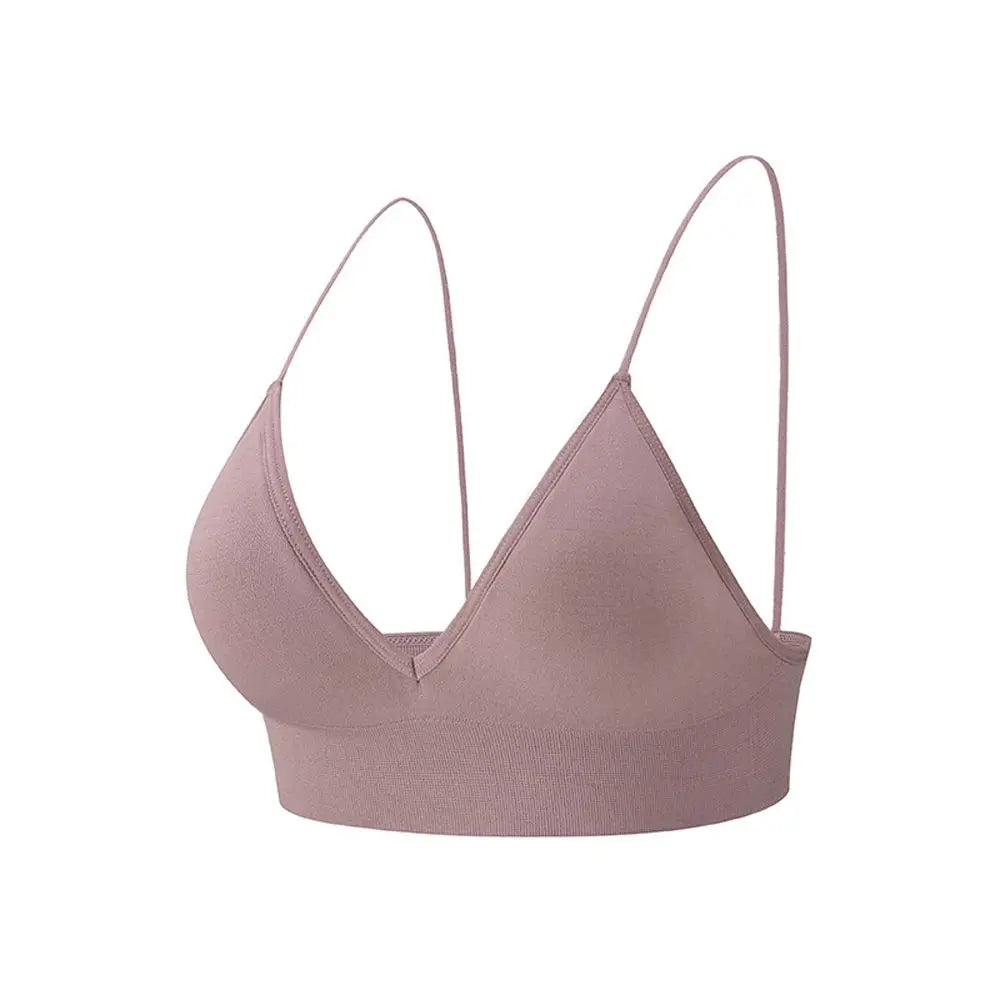 Thin Boneless Push Up Seamless Deep V  Bralettes Women Crop Top Fitness Yoga Top Sports Bra