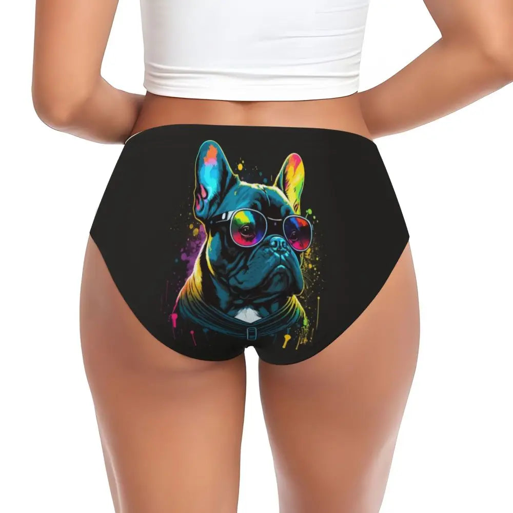 Custom Womens French Bulldog Christmas Santa Claus Brief Panties Female Stretch Underwear Underpants