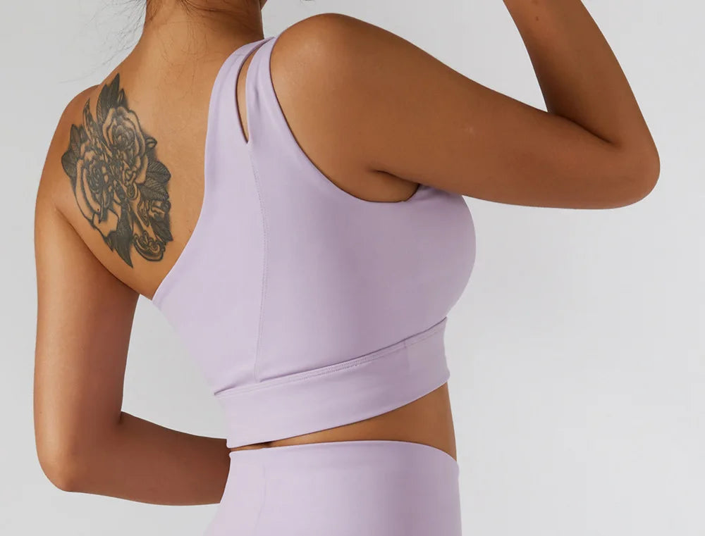 One-Shoulder Push-Up High-Impact Sports Bra – Sexy Gym & Running Vest