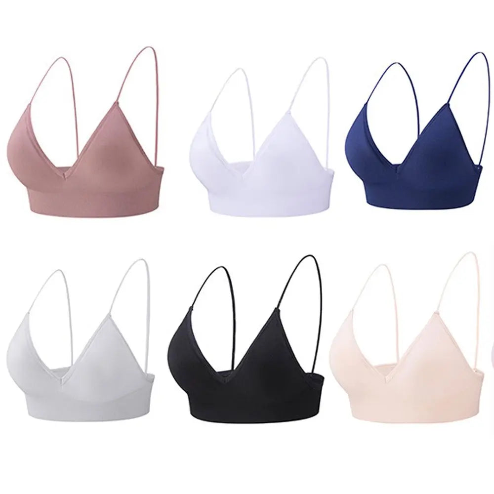 Thin Boneless Push Up Seamless Deep V  Bralettes Women Crop Top Fitness Yoga Top Sports Bra